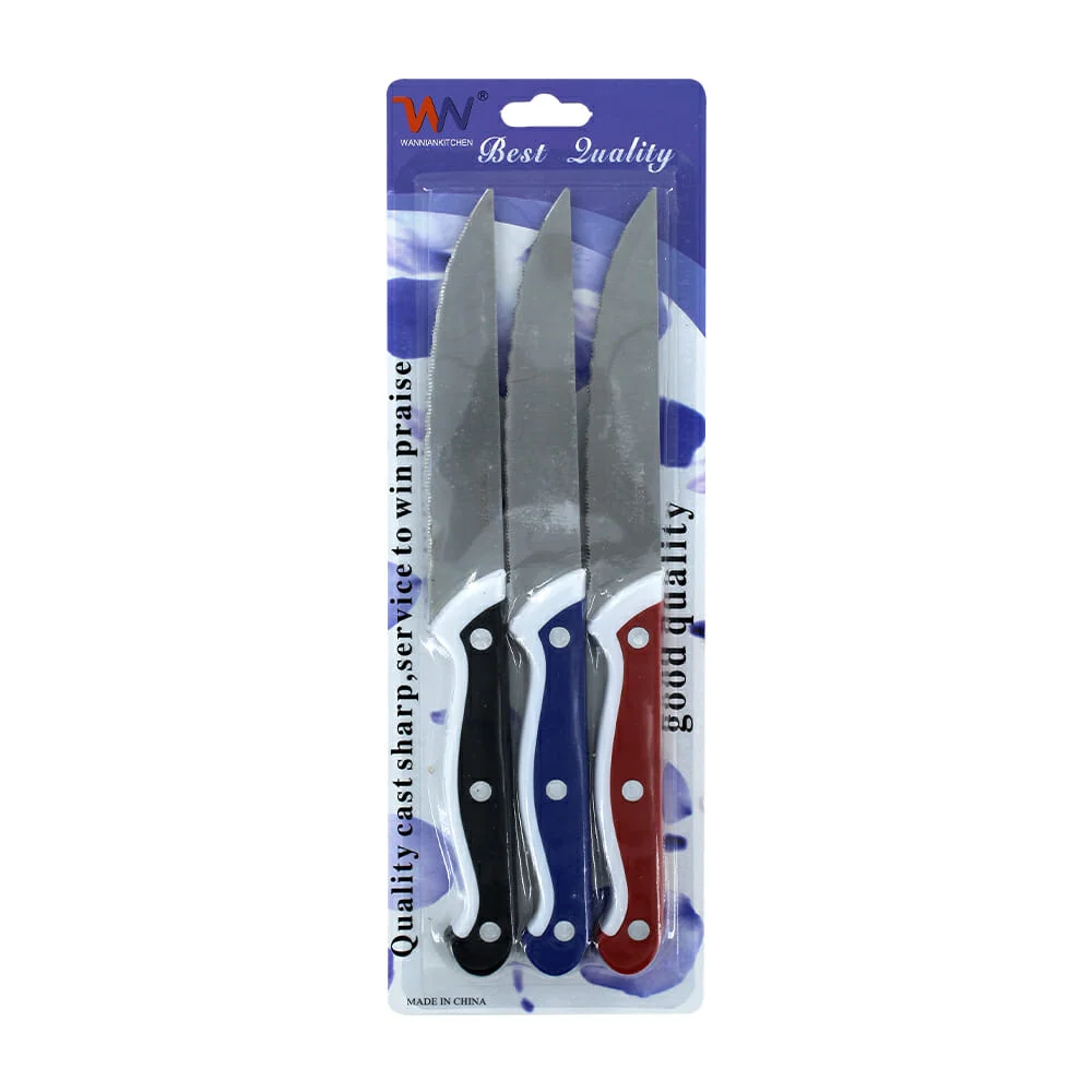 Set 3 cuchillos de acero inoxidable con filo de sierra