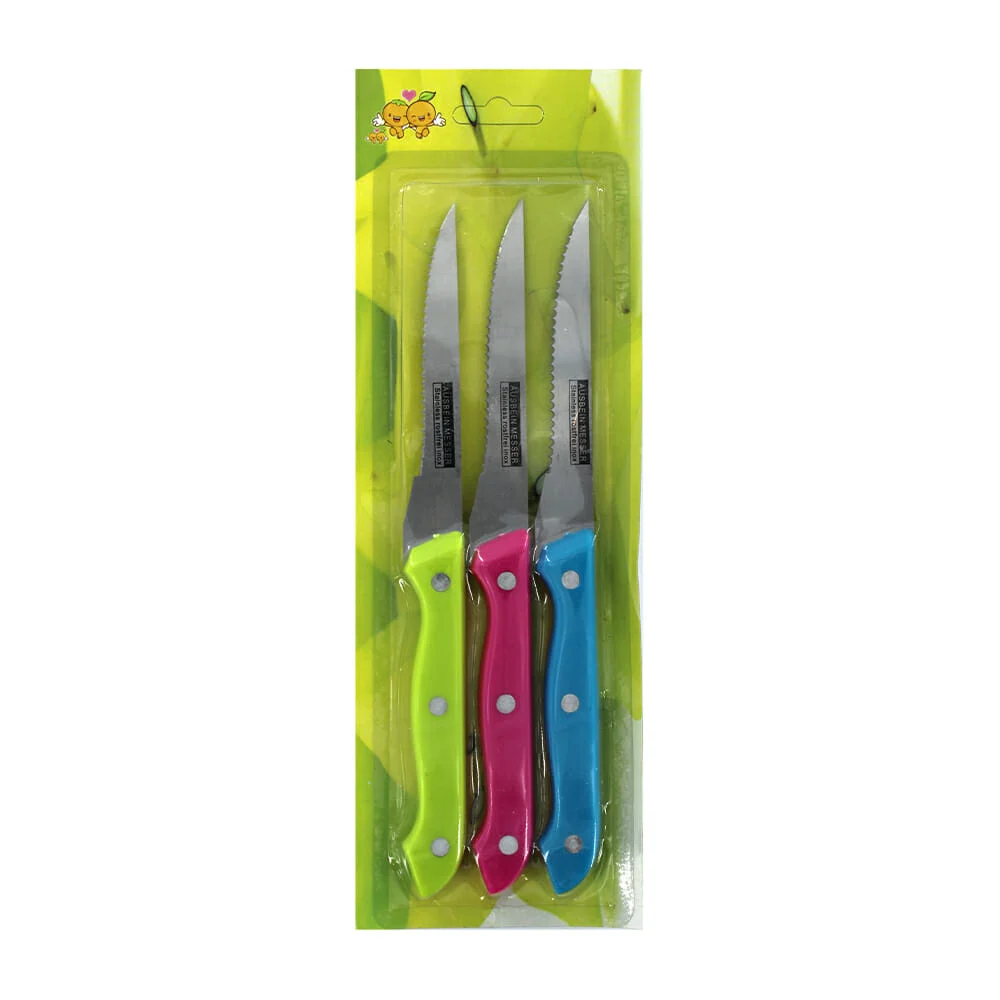 Juego 3pzs de cuchillos de sierra con mango de plástico, variedad de …