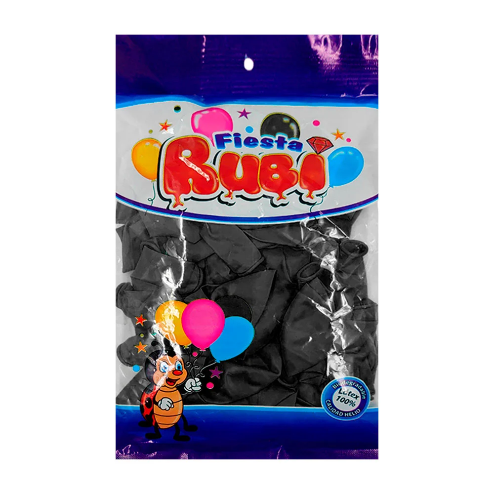 Paquete con 50 globos de latex fiesta rubí color negro, 12in / negro1…