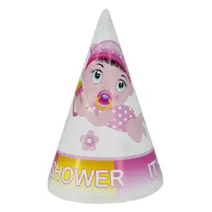 Paquete 6 pzas gorro de cono carton baby shower pt-903