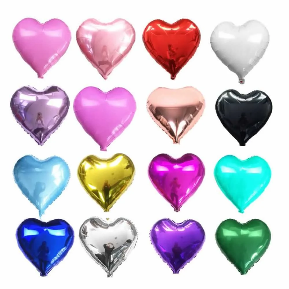 Globo metálico en forma de corazón 18 pulgadas, variedad de colores y…