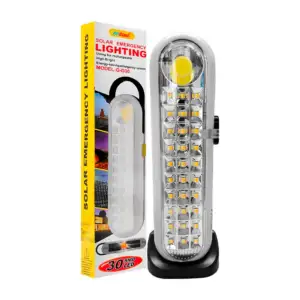 Lámpara de emergencia recargable con panel solar, 30smd led / q-d30