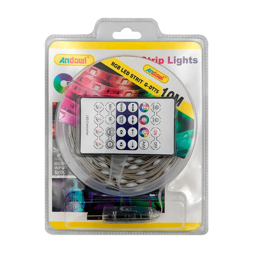 Tira led rgb de 10m con conexión usb + control / q-dt75 / led strip l…