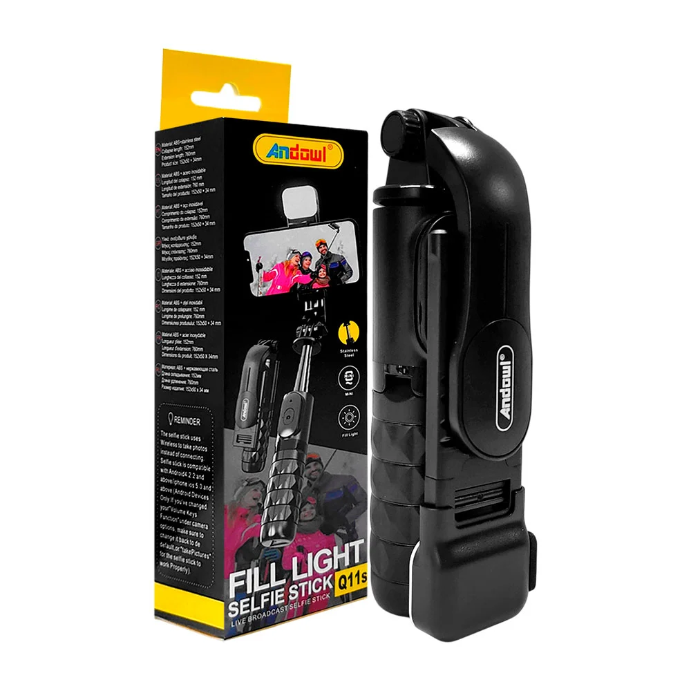 Selfie stick con control, luz, giro 360° y base tripie / q11s / bastó…