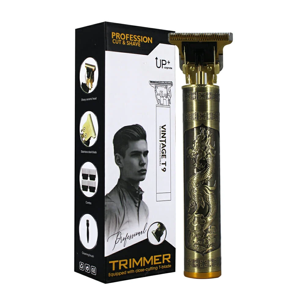 Máquina trimmer inalámbrica con diseño vintage y 4 peinetas intercamb…