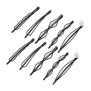 Blíster de 12 pasadores grandes, color negro / fashion jewerly / r1258
