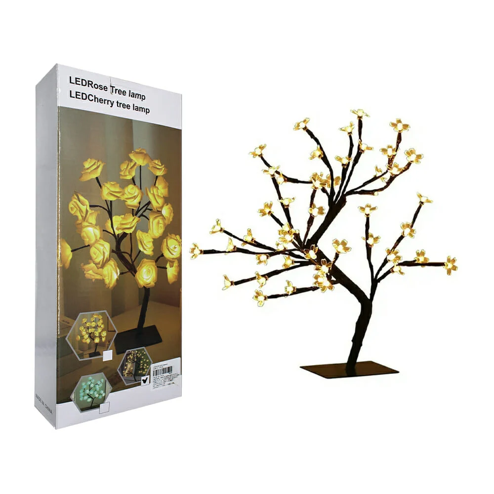 Lámpara usb decorativa en forma de árbol negro con flores transparent…