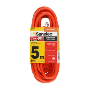 Extensión naranja sanelec para uso rudo de 5 metros con doble capa de…