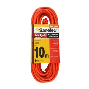 Extensión naranja sanelec para uso rudo de 10 metros con doble capa d…