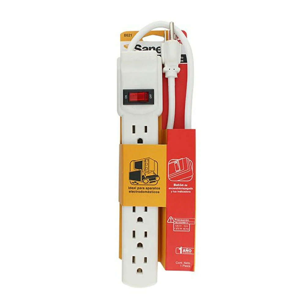 Barra multicontacto sanelec con cable de 45cm y 6 contactos / 8621