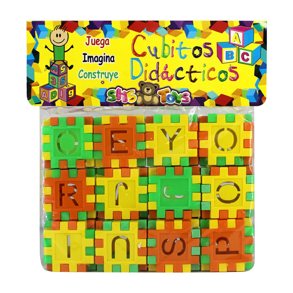Paquete con 12 cubos interactivos de 4x4cm con diseño de letras / shs…