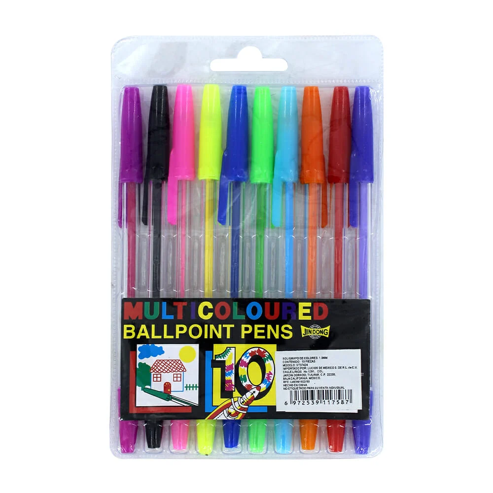 Paquete 10 pzas plumas de colores / multicoloured j007