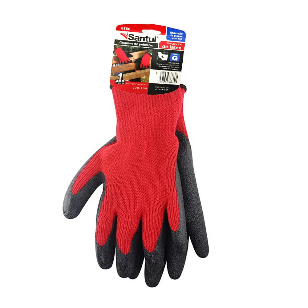 Par de guantes de poliéster talla grande con recubrimiento de látex a…