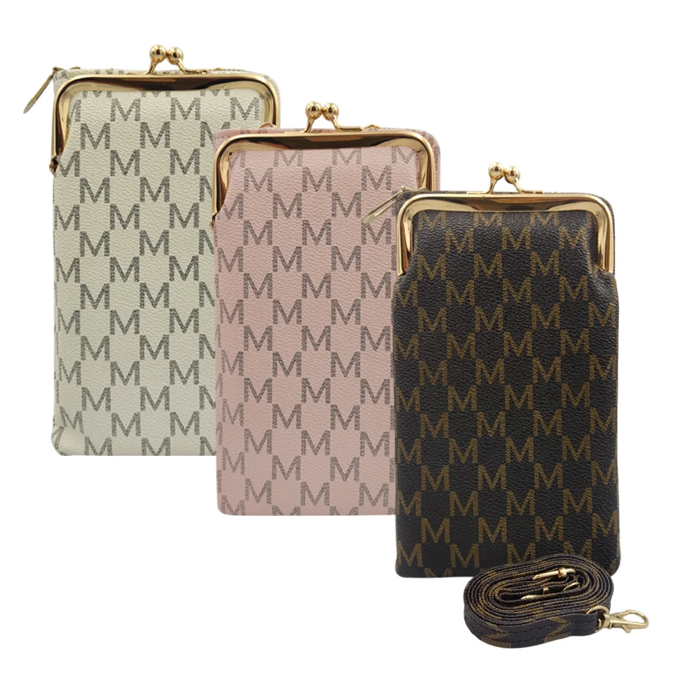 Bolsa cartera con 2 compartimentos, monograma de letra M y correa / t…