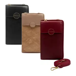 Bolsa cartera de piel sintética con 2 compartimentos, broche de botón…