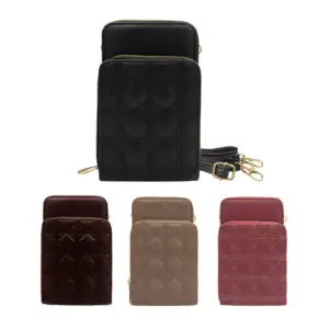 Bolsa cartera con 2 compartimentos, detalles de cuadros cosidos y cor…
