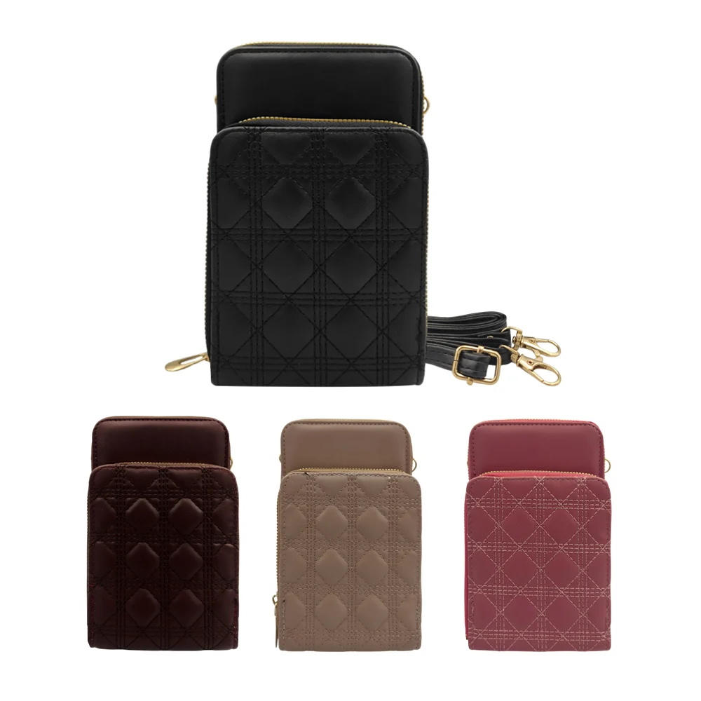 Bolsa cartera con 2 compartimentos, detalles de cuadros cosidos y cor…