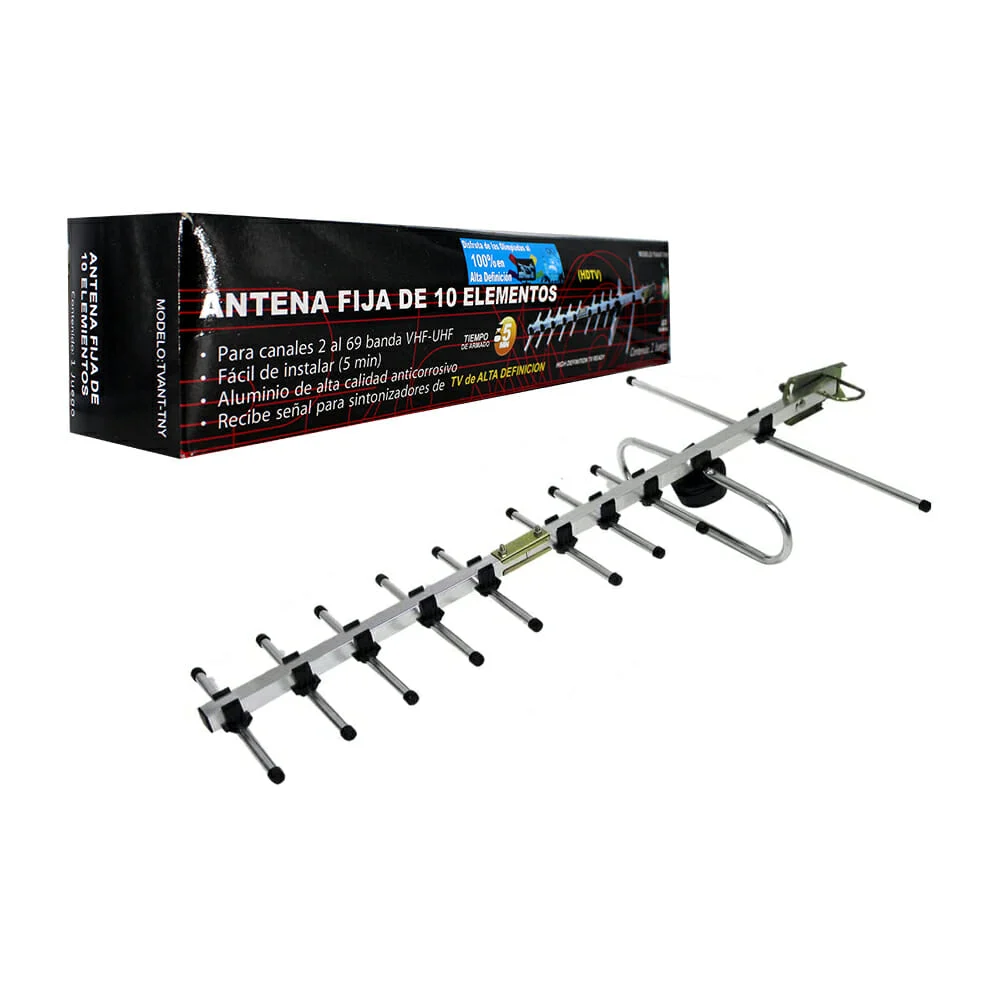 Antena fija exterior hdtv de 10 elementos para banda vhf o uhf / 5214…