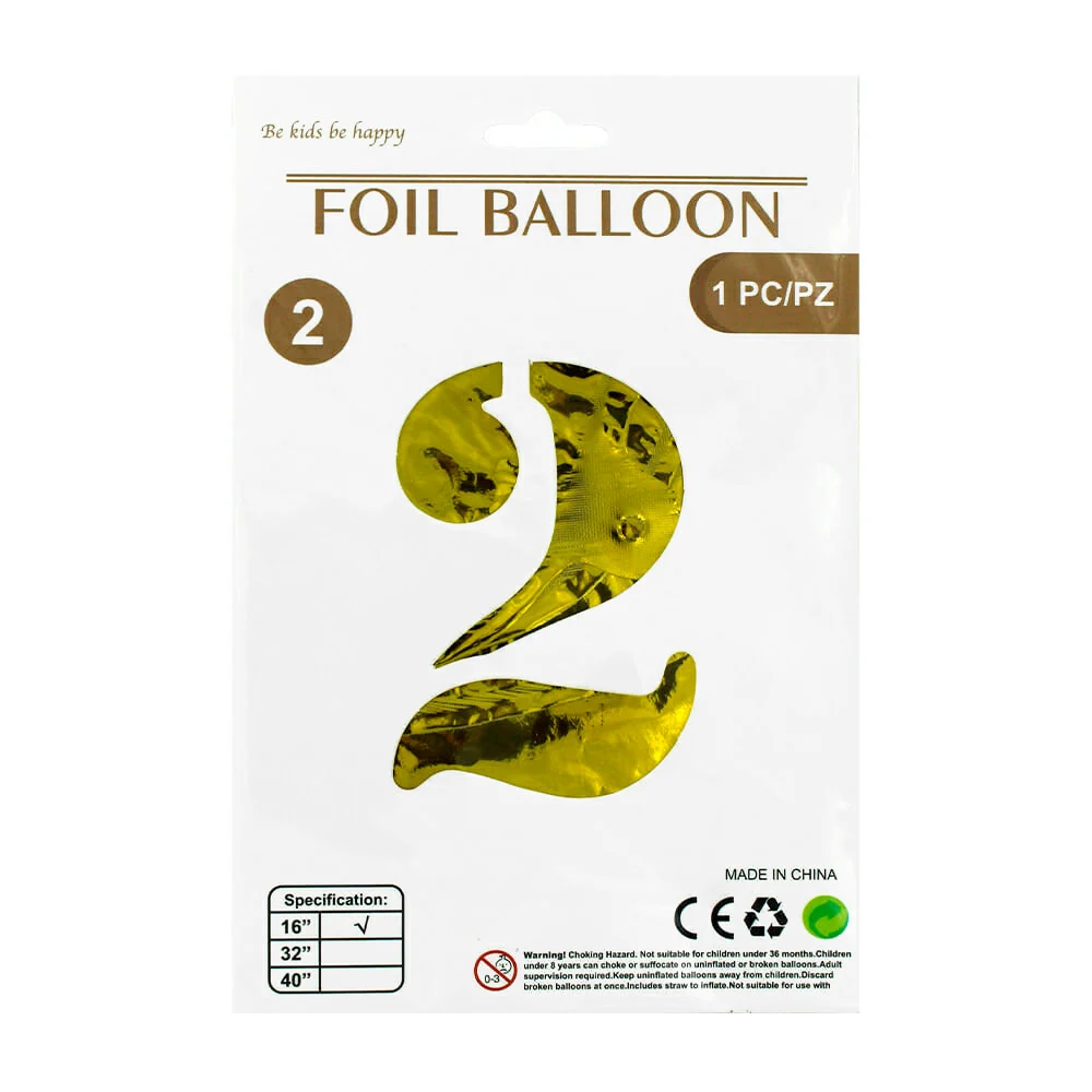 1pza Globo metálico de 16 pulgadas con forma de número, variedad de c…
