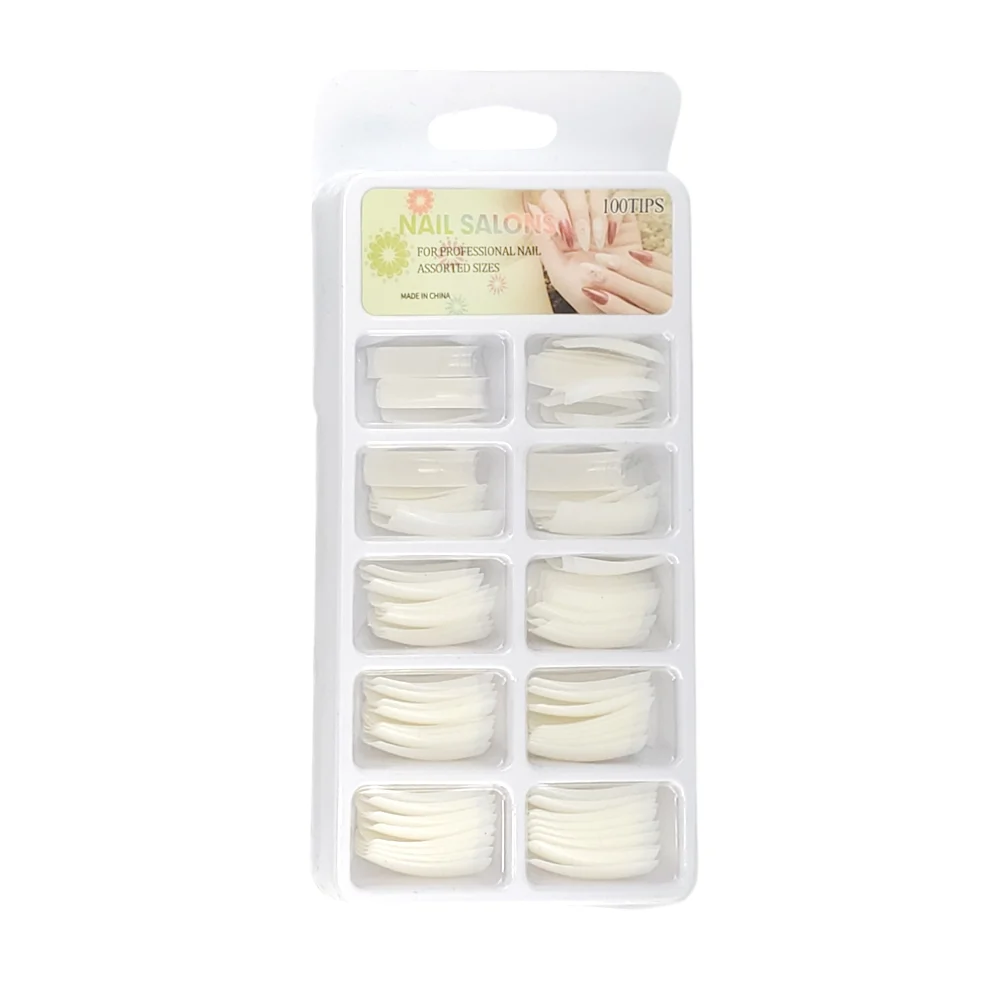 Set con 100 uñas postizas-tips curvas / nail salons / 100tips / un-2-1