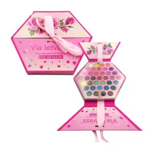 Paleta plegable hexagonal de sombras, 74 colores + moño y diseño de r…