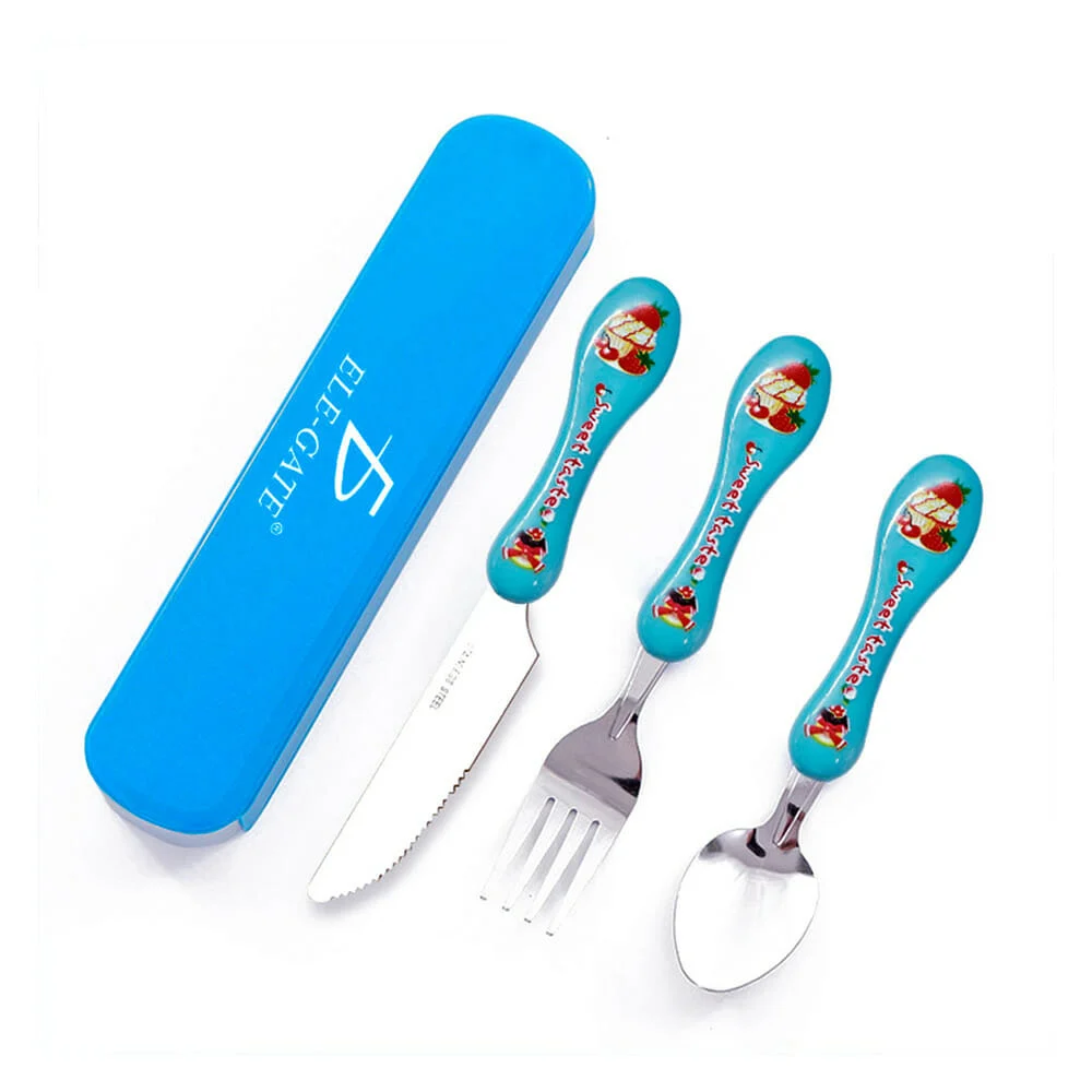 Estuche metálico ele-gate con cuchara, tenedor y cuchillo con estampa…