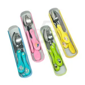 Estuche metálico ele-gate con cuchara, tenedor y cuchillo con estampa…