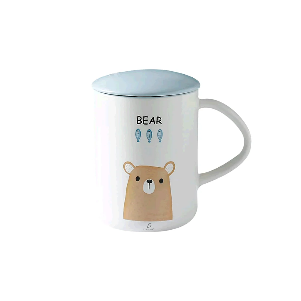 Taza de cerámica con diseño de animales + tapa y cuchara, variedad de…