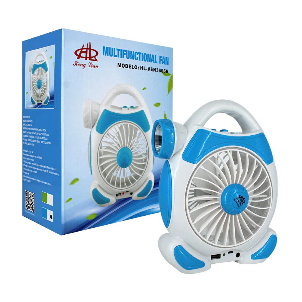 Ventilador redondo multifuncional heng lian con asa agarradera y lámp…
