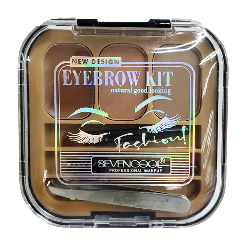 Estuche con 3 sombras para cejas, aplicador, cepillo y pinzas, varied…