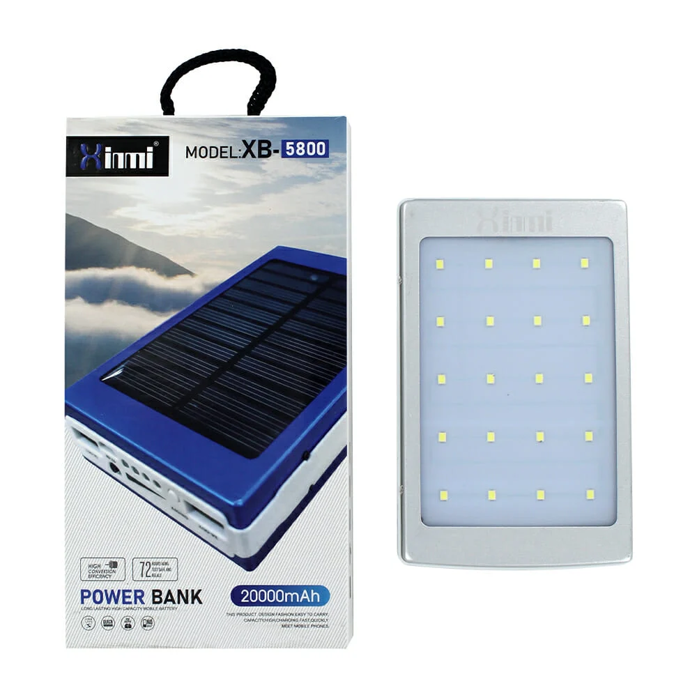 Power bank batería portátil solar xinmi con lámpara led, 2 puertos us…