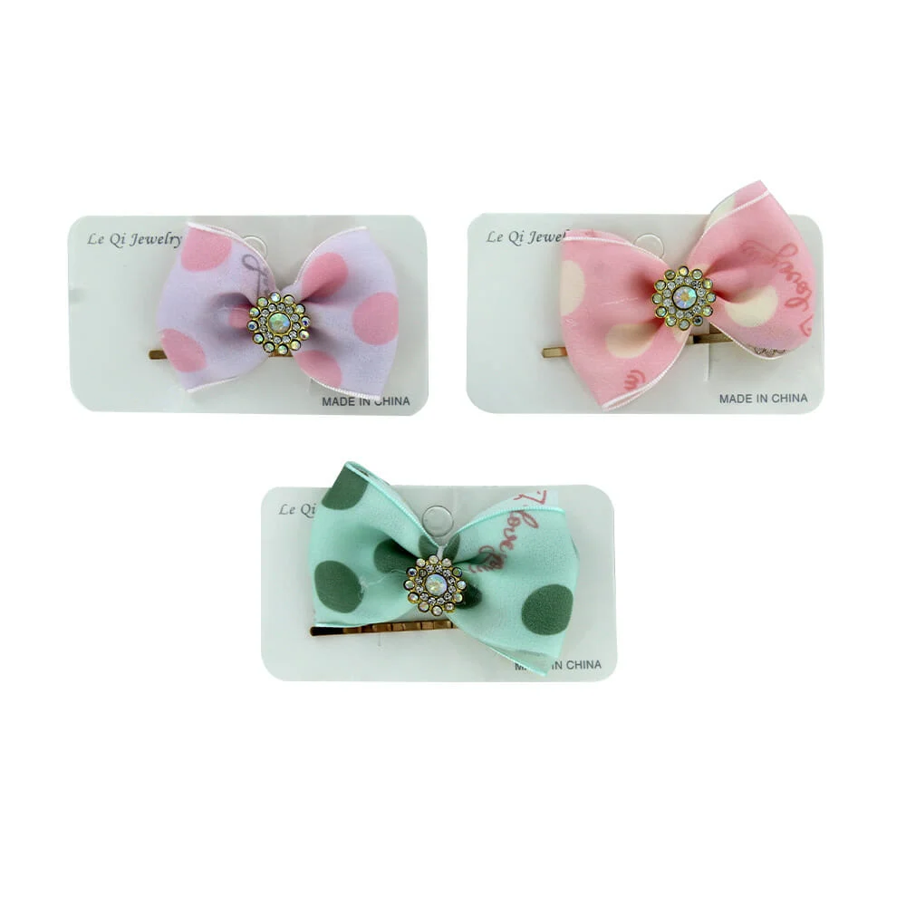 1pza Moño y broche con piedras de fantasía, variedad de colores / xh2…