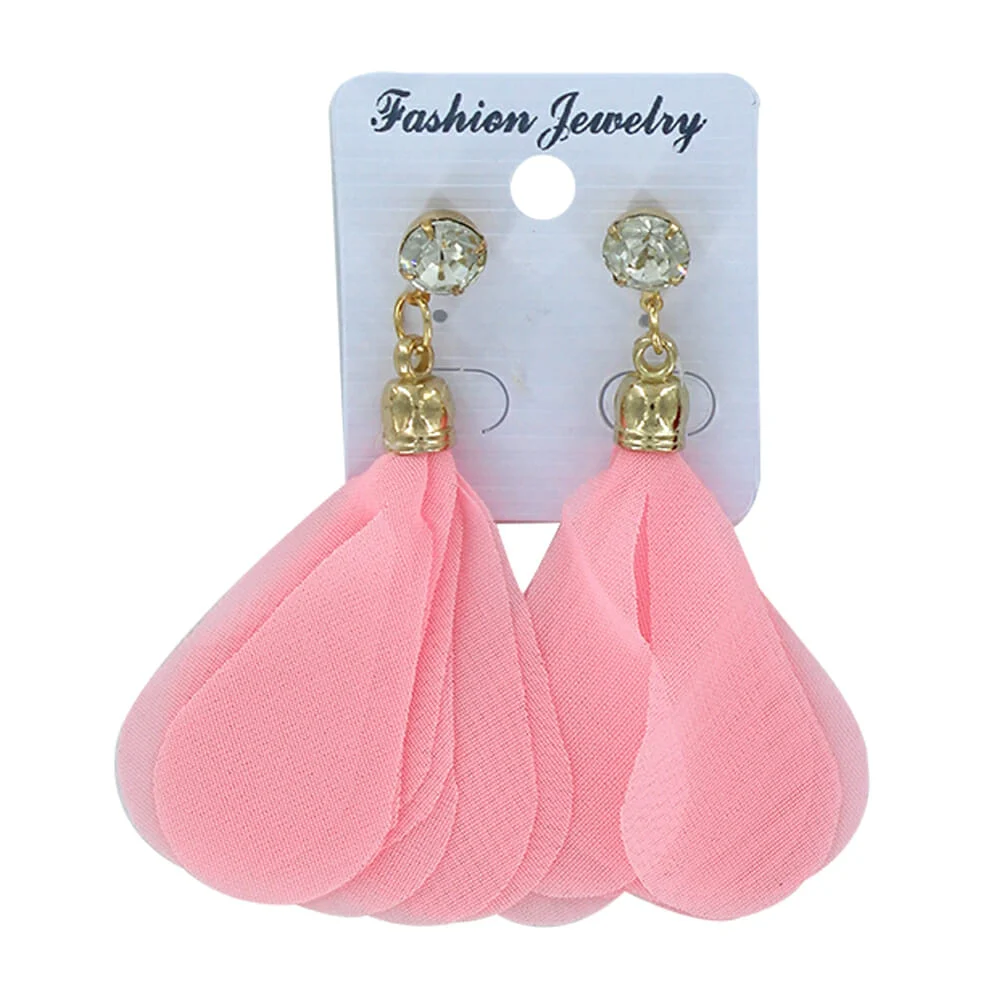 Par de aretes con colguije de tul y piedras de fantasía / fashion jew…