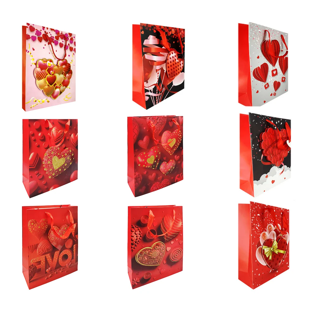 1pza Bolsa mediana de regalo diseño de corazones o rosas, 26x10x32cm,…