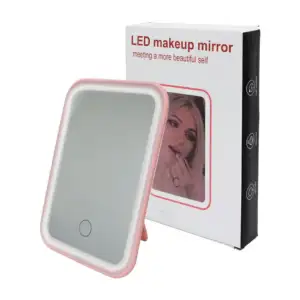 Mini espejo touch rectangular con luz led, 17.5x12cm / led makeup mir…