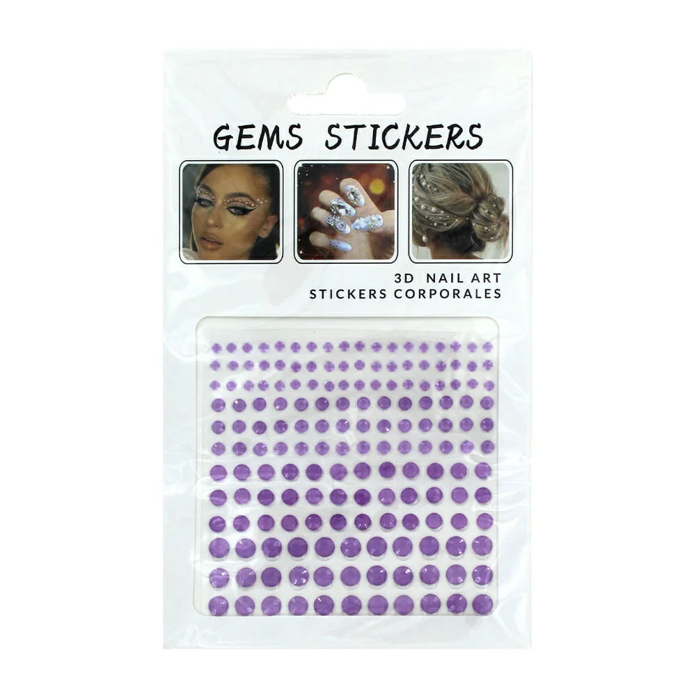 1pza Planilla con 216 gemas stickers decorativas de colores y diferen…