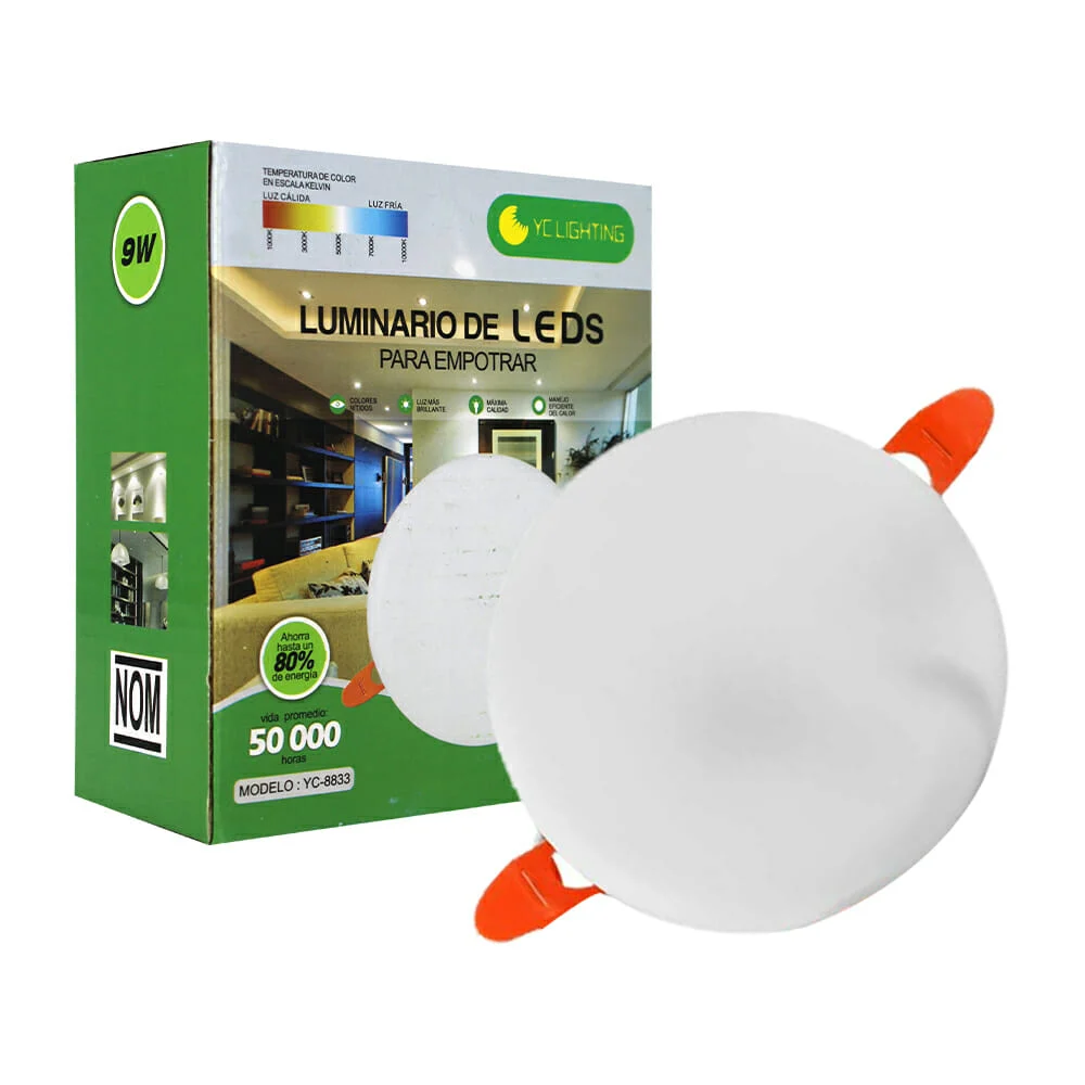 Panel de luz led redondo para empotrar, 9w, 90mm / yc lighting yc-8833
