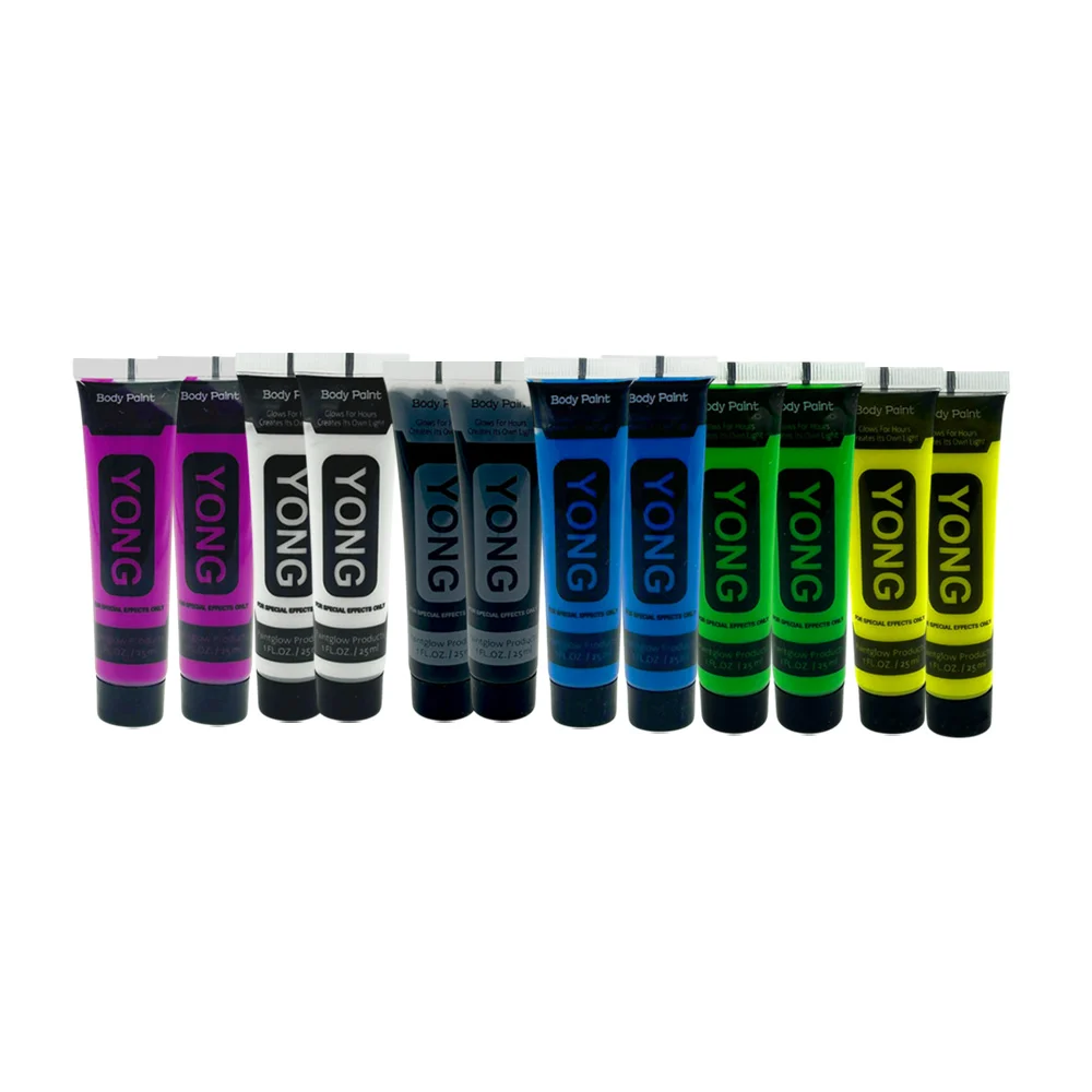 Paquete 12 pzas pintura corporal, colores neón con luz uv de 25ml / p…
