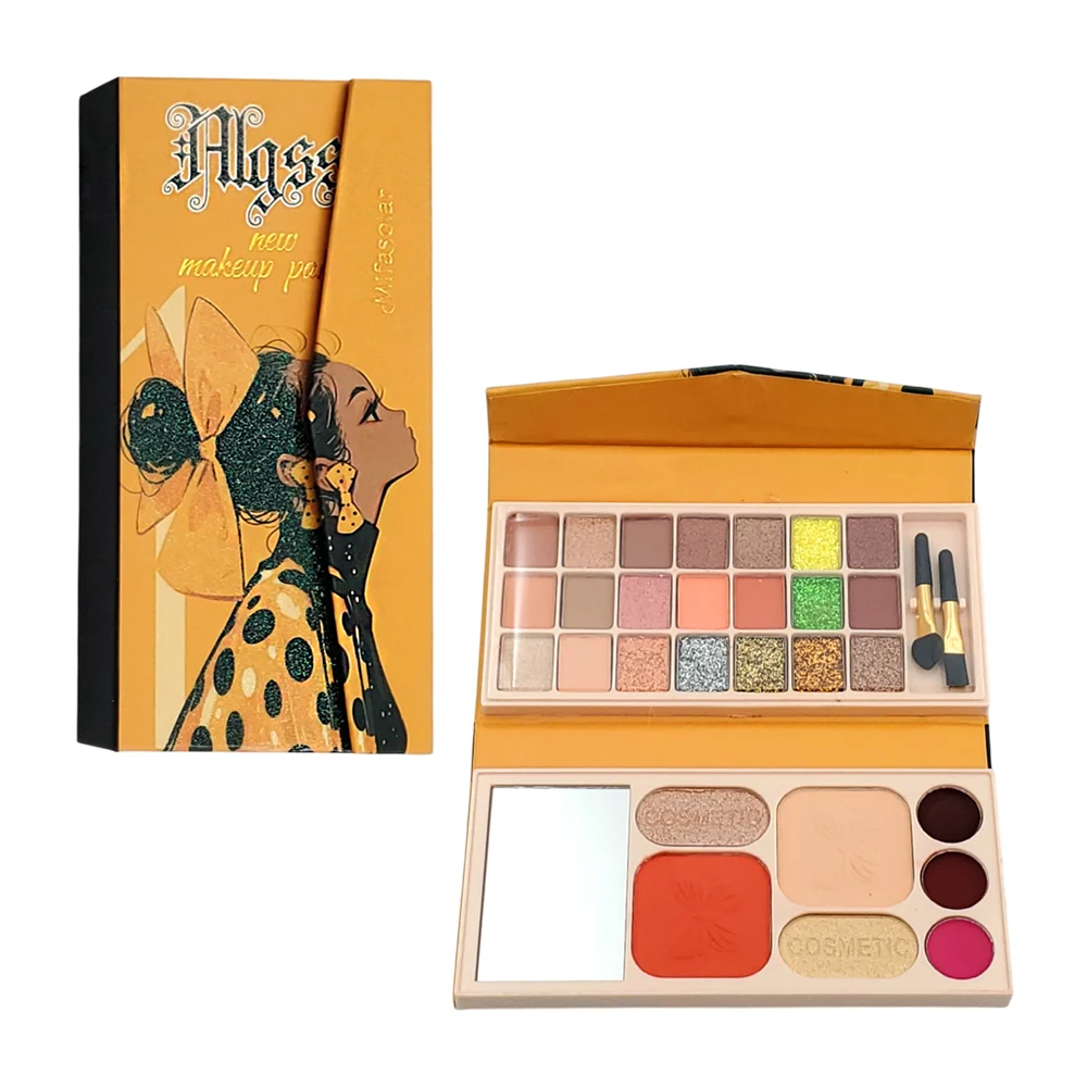 Estuche de maquillje tipo cartera con sombras, bush y mini brochas, s…