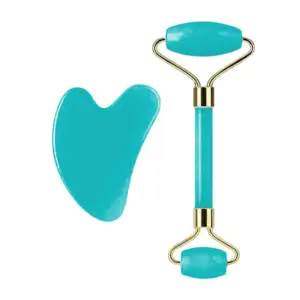 Paquete con rodillo masajeador facial doble + piedra gua sha, varieda…