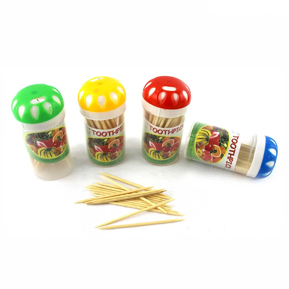 1pza Bote con palillos de madera para dientes, con tapa decorativa, v…