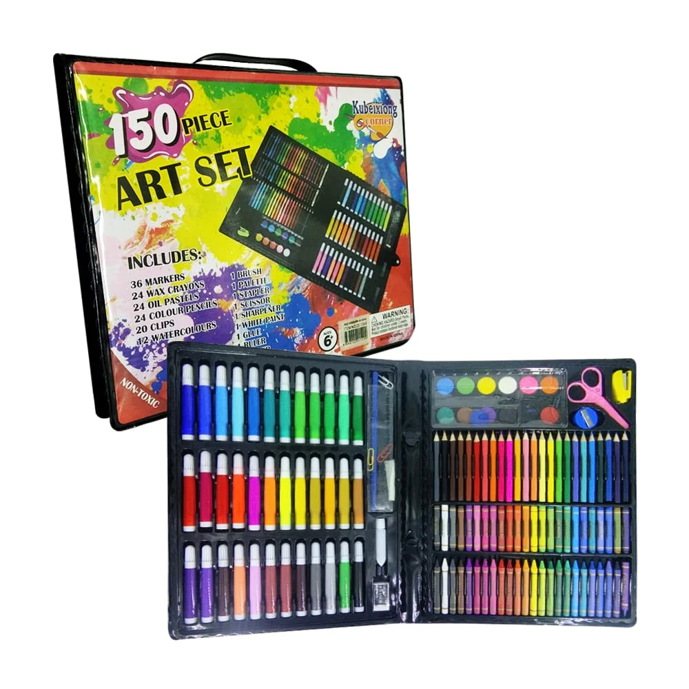 Estuche set profesional de arte con 150 accesorios, acuarelas, tijera…