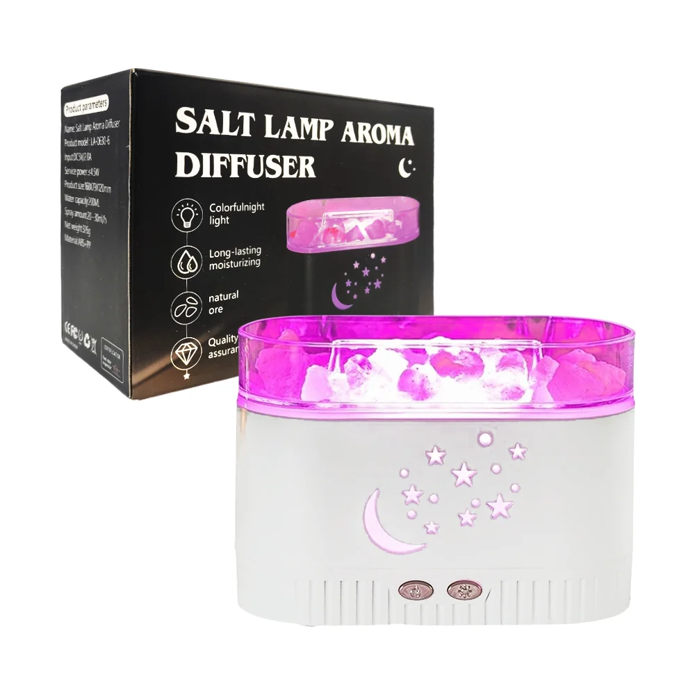 Humidificador de aromaterapia con sales, luces y estampado de luna - …