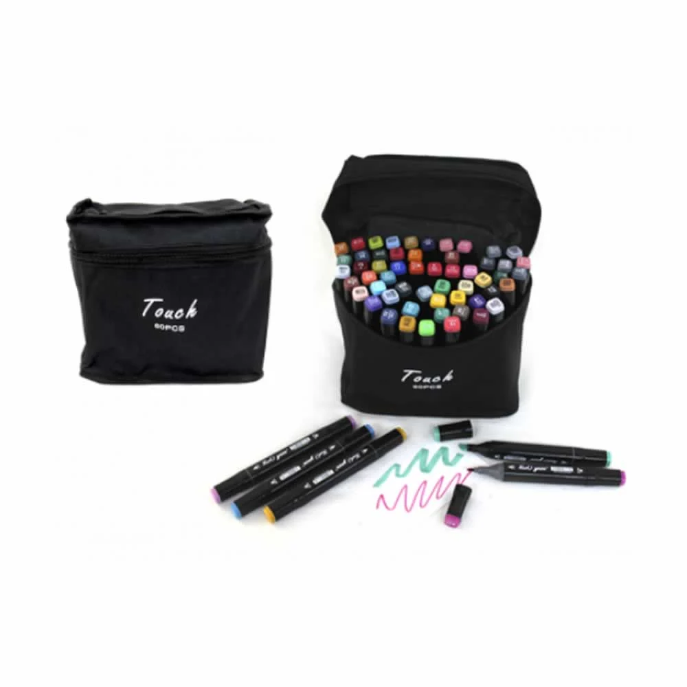 Estuche con 60 plumones marcadores doble punta de colores / c8-046-4 …