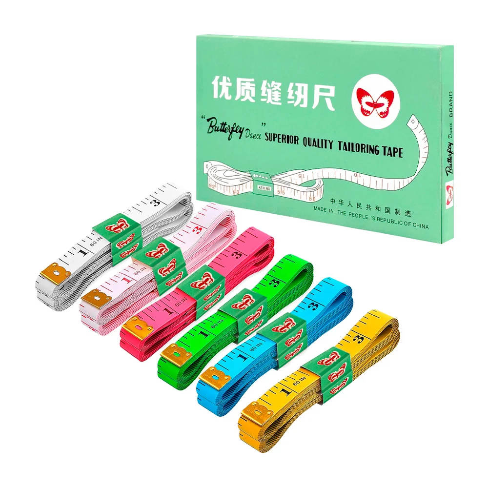 Caja con 12 cintas métricas plásticas pequeñas, variedad de colores /…