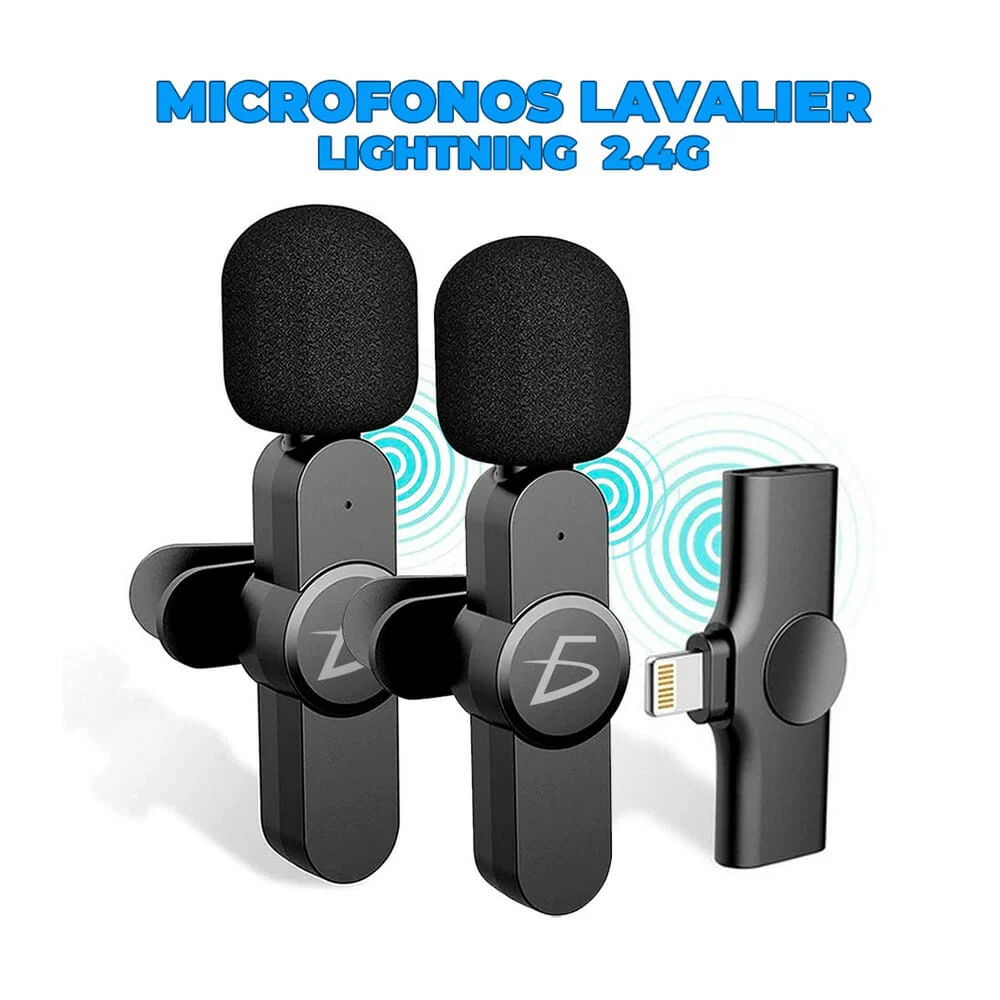 Micrófono doble inalámbrico de solapa con entrada lightning 2.4g / ad…