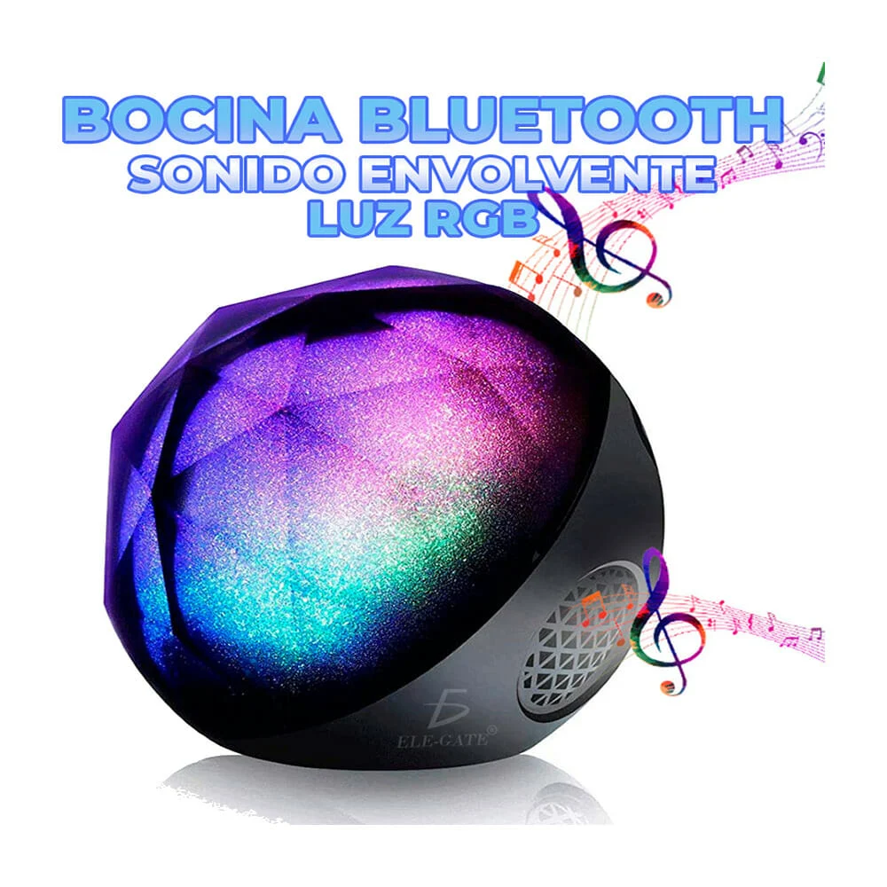 Bocina bluetooth redonda con sonido envolvente y luz rgb / bc.v1