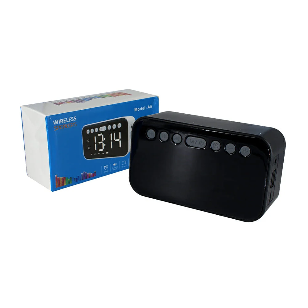 Bocina despertador rectangular, inalámbrico, recargable, con botones …
