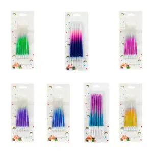 Blíster 6 velas bicolor para cumpleaños con base para pastel / bt-v13…