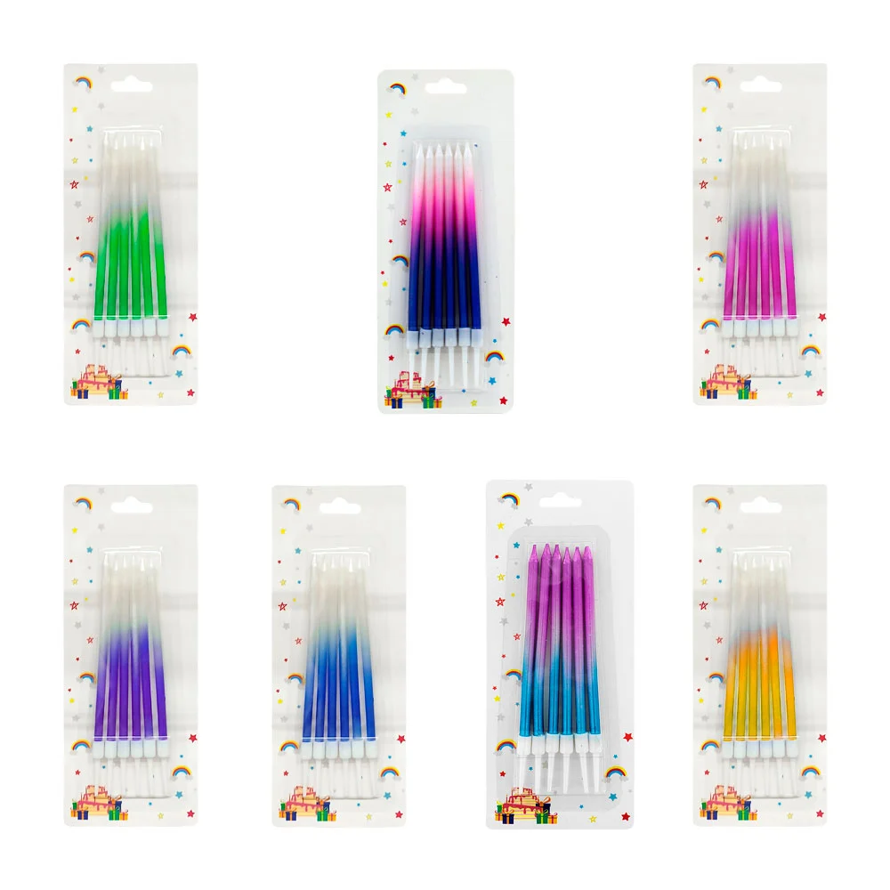 Blíster 6 velas bicolor para cumpleaños con base para pastel / bt-v13…